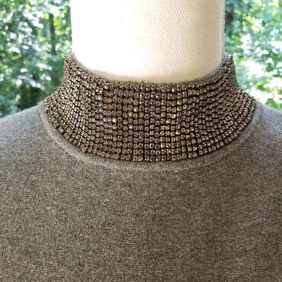 MILLY Gem Collar Sheath Dress Sleeveless in Gray Size Small - Picture 5 of 11